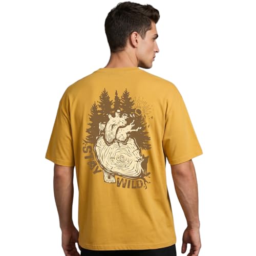 Image of Nobero Men's Oversized Graphic T-Shirt for Men | Soft Cotton | Drop Shoulder Relaxed Fit | Printed Casual Tshirt for Men
