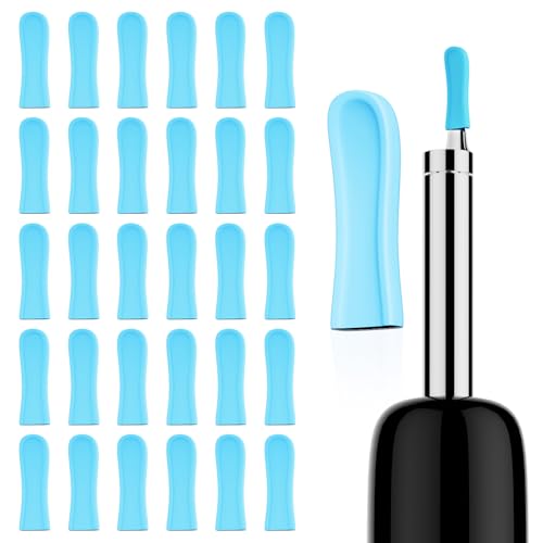 30 PCS Soft Silicone Ear Spoon Tips Ear Cleaner Tips Replacement, Blue Ear Wax Cleaner Replacement Kit Reusable Ear Camera Tips for Teens Adults Ear Spoon Wax Removal Tool Accessory