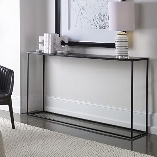 Uttermost 25083 Coreene - 64 Inch Large Industrial Console Table, Aged Black Iron/Plated Antique Bronze Finish #TOP1