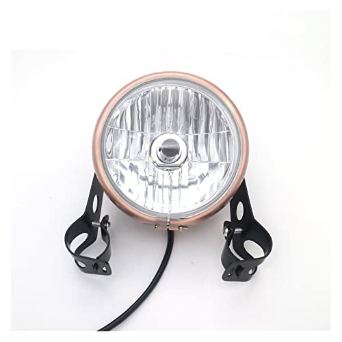 Phare avant moto en cuivre pur style rétro avec support latéral de fixation pour Bobber