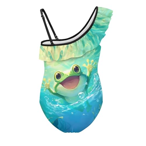Image of Girls One Piece Swimsuits Size 3-14 Trendy Ruffle Bathing Suit Casual Hawaiian Summer Beach Swimwear