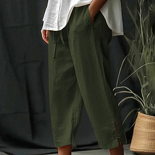 Women's Pants Casual Drawstring Elastic Waist Loose Solid Capri Pants Fashion Lounge Sweatpants with Pockets2