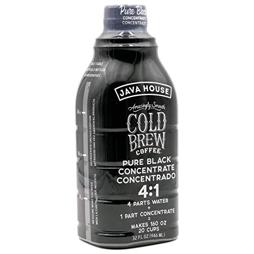 JAVA HOUSE Cold Brew Coffee, Colombian 4:1 Liquid Concentrate, 32 Ounce Bottle