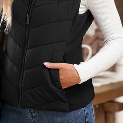 Cozy Without Bulk: Puffer Vest Women Sleeveless Zip up Outerwear, Micrscopic Casual Sleeveless Stand Collar for Women3