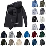 Generisch Winterjacke Herren Winddicht Regenjacke mit Reißverschluss Leicht Elegant Übergangsjacke Warm Bequeme Softshelljacke Für Herren Oversized Outdoor Bomberjacke Sport Windbreaker
