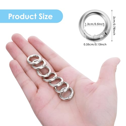 Lusofie 16 Stück Mini Karabiner Runde O Ring Schlüsselring Karabiner 2cm Spaltring Schlüsselanhänger Druckknopf Clip Haken Handwerk DIY Schlüsselbund Zubehör Karabinerhaken