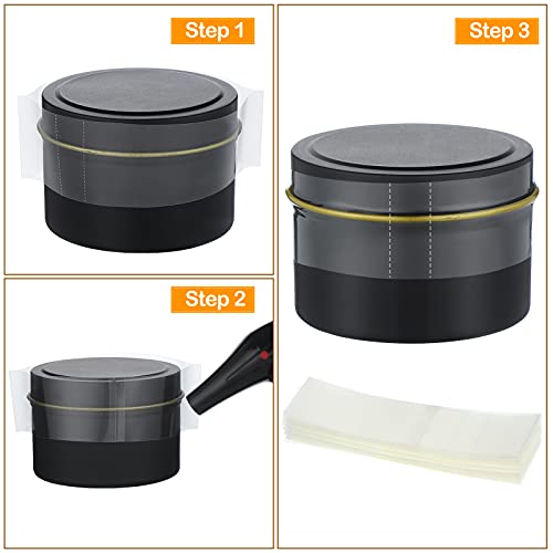 Image of Outus 500 Pcs Shrink Wrap for Bottles Bands Jars, Clear Heat Shrink Bottle Sealer, Easy to Use, for Essential Oil Bottle, Dropper Bottles and Test Tube Cap(4.5 x 1.1 Inches / 115 x 28 mm, Clear)