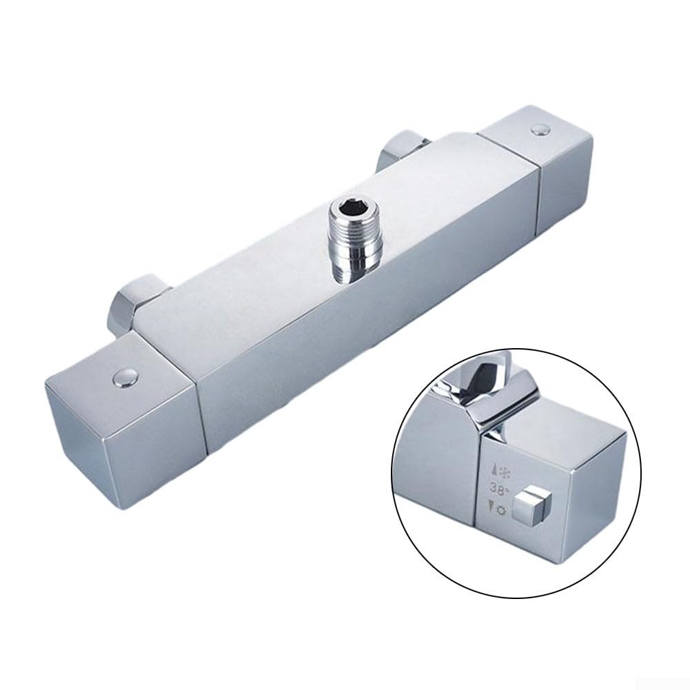 SPORTARC 1 Pair Shower Temperature Control Knob Handle, Square Shower Temperature Control Chrome Thermostatic Knob Handles - Image 4
