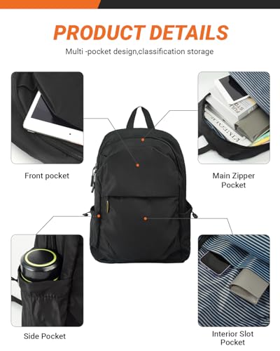 Multi-Pocket Laptop Backpack, 24L Capacity, Fits 14-inch Laptop, 16.9x12.6x5.5 inches, 1.1 lbs, Black/Navy/Gray (Blue)3