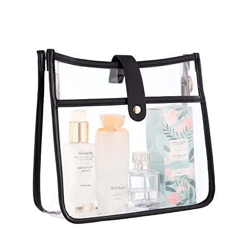 PKONEWNO Clear Bag Stadium Approved 12x12x6 - PVC Clear Crossbody Purse Bag Clear Messenger Bag with Guitar Strap for Concerts Sports