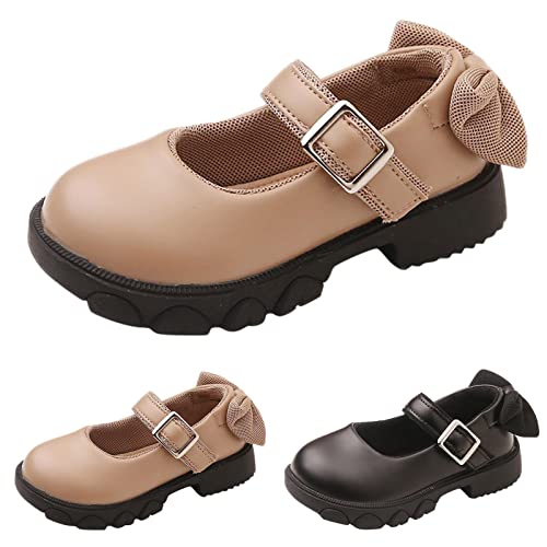 Fashion All Seasons Children Casual Shoes Girls Thick Sole Non Slip Solid Color Buckle Back Bowknot Girls Boots 11 (Black, 4-4.5 Years Toddler)3