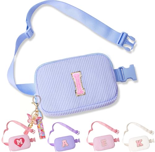 Image of Belt Bag for Girls Gifts - Birthday Gifts for Teenager, Personalized Gifts for Mom Freind Sister Teacher, Graduation GiftsInitial Crossbody Bag Belt Bag for Women Purple I