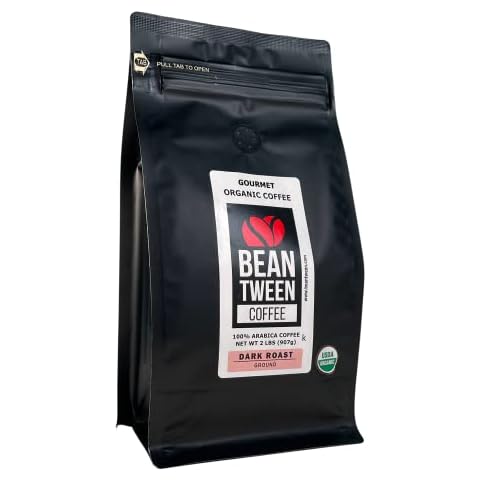 Beantween Coffee: Premium Organic DARK ROAST Ground (2 lb) of 100% Arabica Coffee – Low Acid, MOLD-FREE, Certified Organic, Kosher, Single Origin, Woman-owned Cover