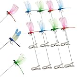 Fake Dragonfly Clip,Dragon Fly Hat Clip,3D Fake Dragonfly Clips Outdoor Simulation,Artificial Dragon Fly for Patio Garden Decoration, Multicolor Waterproof (2*Green+3*Blue+3*Red)