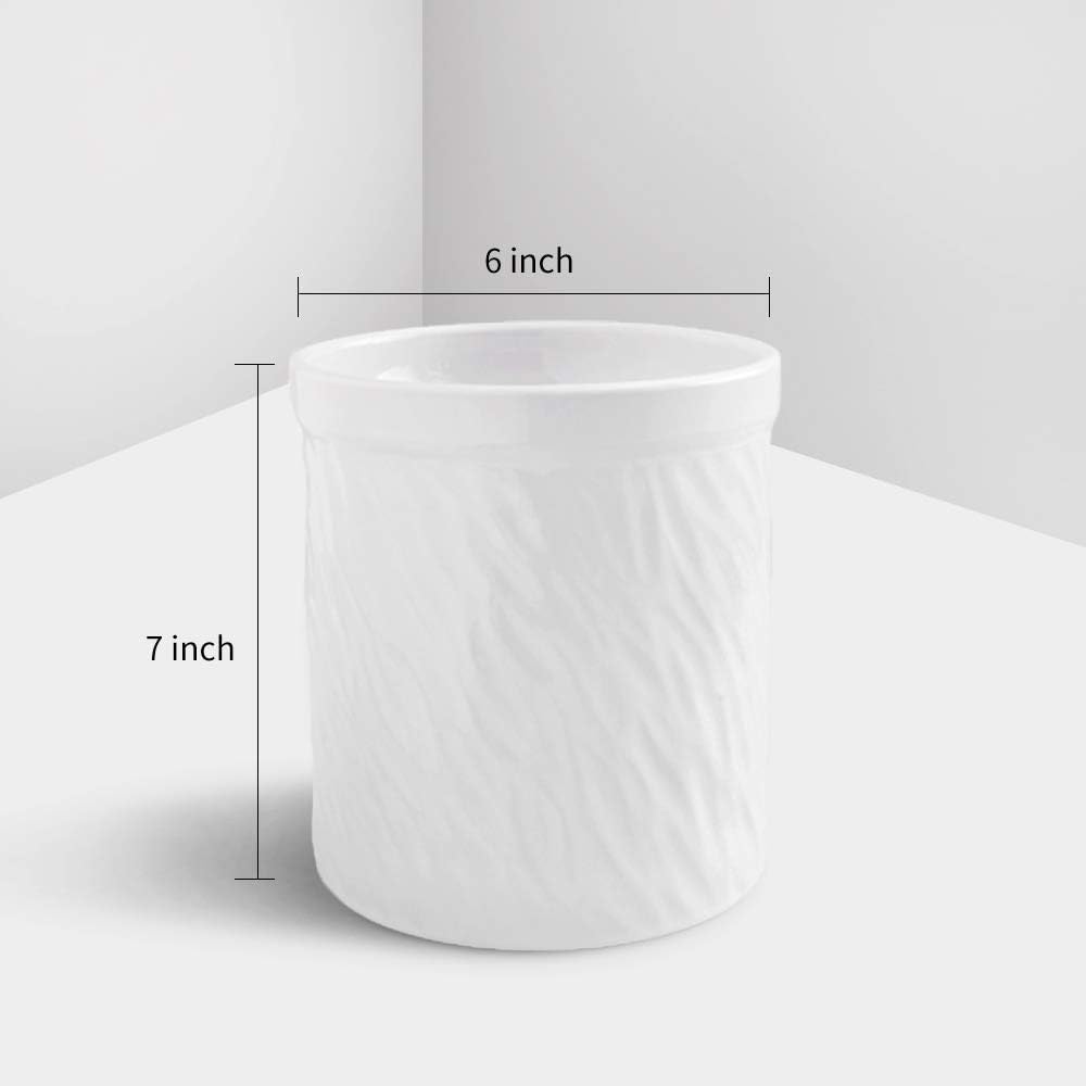 KOOV Kitchen Utensil Holder, Large Ceramic Utensil Crock, Deep and Stable, Utensils Caddy Texture Series (White) : Home & Kitchen