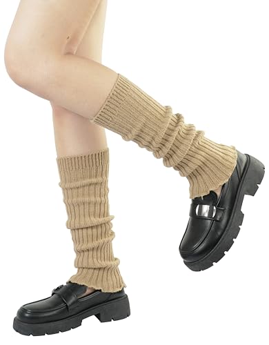 Image of BomKinta Leg Warmers for Women - Soft Fashion Knit Calf Accessories Gifts - Cute 80s Ruffle Leg Sleeves for Party Yoga