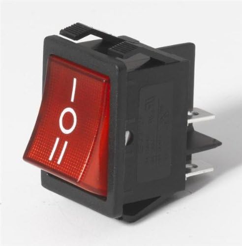 E-Switch R5Bblkredff1 Rocker Switch, Illuminated, Dpst, On-Off, Black, Panel, 20 A (1 Piece)