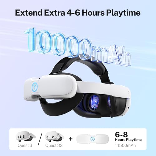 YOGES 10000mAh Battery Head Strap Compatible with Meta Quest 3S & Quest 3, Detachable Magnetic Battery, Rechargeable Headstrap to Extend Playtime for VR Headset Compatible with Meta Quest 3S - 1