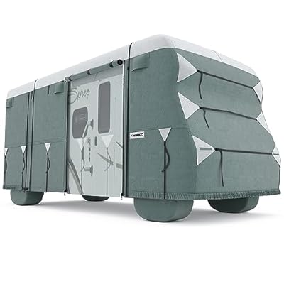 KING BIRD Upgraded Class C RV Cover, Extra-Thick 5 Layers Anti-UV Top Panel, Durable Camper Cover, Fits 29'- 32' Motorhome -Breathable, Watertight, Rip-Stop with 2Pcs Extra Straps & 4 Tire Covers