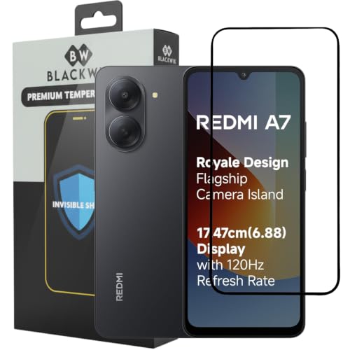 Image of Blackwik Tempered Glass Screen Protector for REDMI A7 4G with Edge-To-Edge Protector Coverage | Easy Installation Kit (Black)