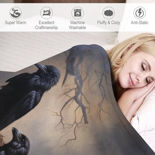 Couverture motif corbeau impression 3D le cadeau idéal - 4