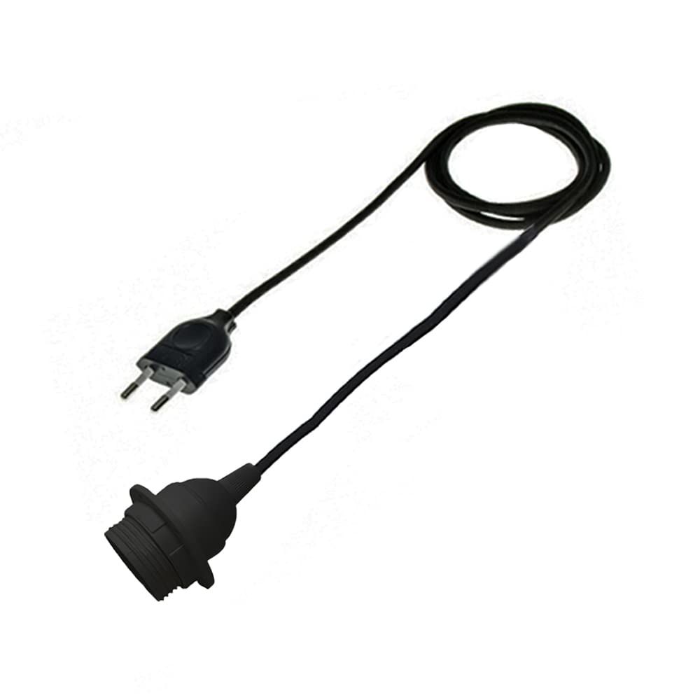 HALOTEC | 3 m Anschlusskabel Schwarz mit E27 Fassung & Sicherungsring | EU-Stecker | Ideal für Innen-/Außenbeleuchtung, Hängelampen & kreative DIY-Dekoration
