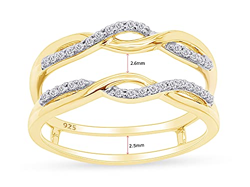 AFFY 0.30 Carat Round White Cubic Zirconia Enhancer Guard Ring 14K Gold Over Sterling Silver3