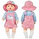 Aolso Kleidung Outfits für Baby Puppen, Puppenkleidung =langärmeliges Trägerkleid+Mütze+Socke+Aufhänger, Puppe Zubehör für Baby Puppen 35-45 cm