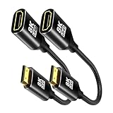 8K Mini HDMI to HDMI Adapter 2Pack, Male to Female Cable with 8K@60Hz, 4K@120Hz HDR 3D Dolby 48Gbps High Speed, With Projector, Tablet, Graphics Card, Camcorder, Support Bidirectional Transmission