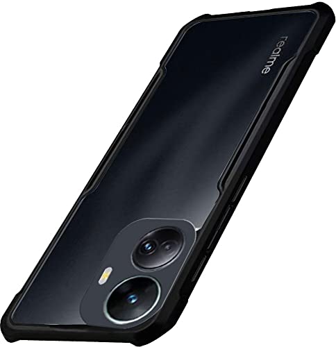 Image of A rtistque Clear Hard Transparent Acrylic Armor Anti-Drop Shockproof TPU Edge Back Cover Case for Realme 10 Pro Plus 5G - Black