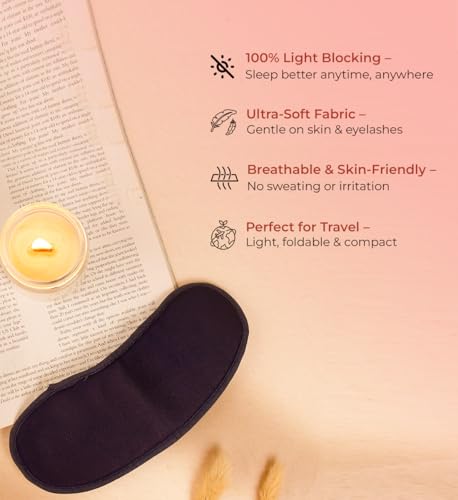 Image of Pack-2 Eye Mask | Soft & Breathable Sleep Mask for Women & Men | Light Blocking | Reusable & Comfortable Eye Cover for Travel, Yoga, Relaxation & Deep Sleep - Eco-Friendly Pouch (Black)