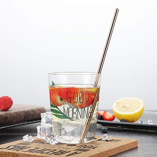18 Piece Copper Stainless Steel Straws, 8.5 '' Reusable Rose Gold Drinking Straws,With Portable Pouch (8 Straight/8 Bent/2 Brushes) #TOP6