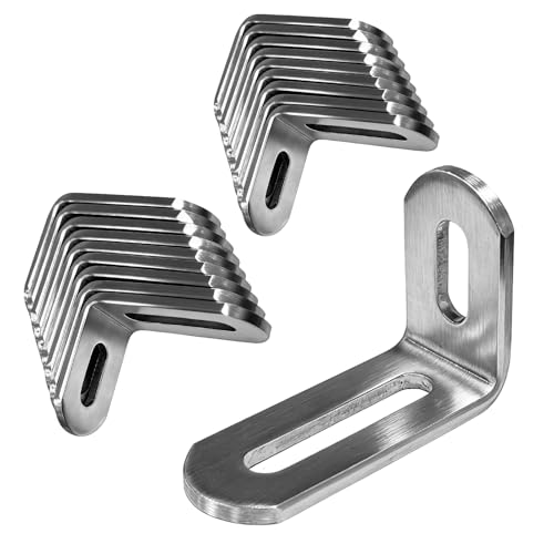 Euablfo 20 Stück Winkelverbinder 30x48mm Edelstahl Winkel Metallwinkel 90 Grad L-Eckwinkel mit Schlitz Langloch 3 mm dick