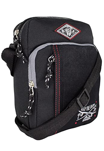 Bolsa Tiracolo Transversal de Nylon Masculina Preta
