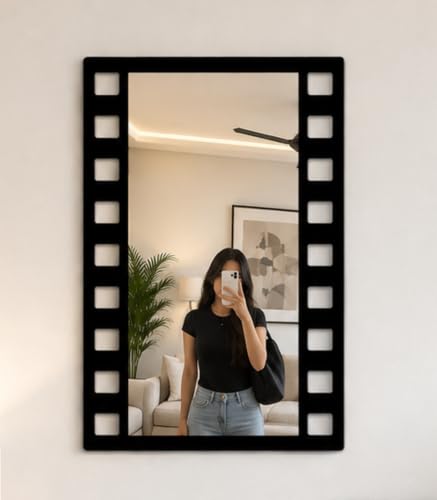 Image of AD INFINITUM Multilayer Wooden Wall Art With Mirror Hanging Decor for Contemporary Home, Bedroom, Living Room, Office etc., (Film Negative Design 2)