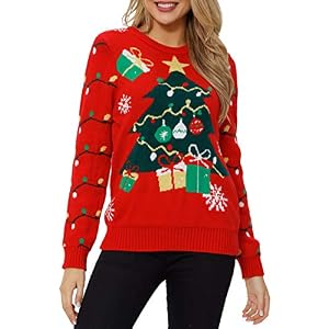 Twinkling Christmas Tree Red Knit