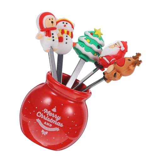 GETAJGHSD 1ensemble Fourchettes à Fruits Inoxydable Avec Base Ustensiles De Noël Élégants Pour Desserts Et Cocktails Pour Fêtes Et Utilisation Quotidienne