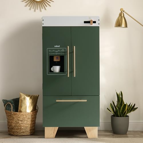 ROBUD Nevera de madera para niños, accesorios de cocina infantil, juego de cocina con máquina expendedora de bebidas, simulación para niños, frigorífico de juegos de rol, accesorios de cocina, regalos