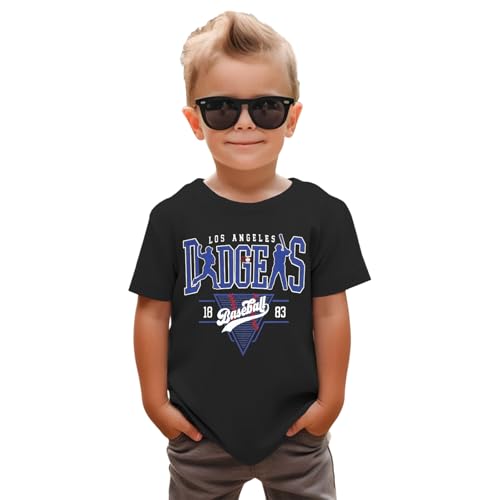 GLIGLITTR Toddler Baseball Shirt for Boys Girls Baseball Team Base Ball Fans Lover Outfit Kids Game Day Short Sleeve Tee Tops(Black 4-5T)