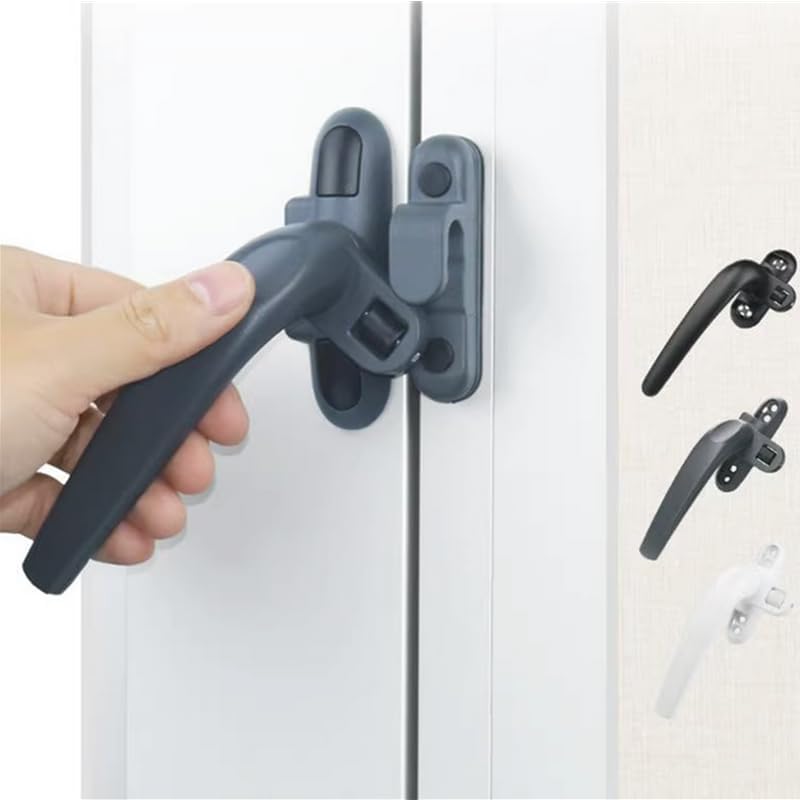 window handle， Universal Key Locking with Locks Kids Security Door Handle for Double Glazing Windows Turning Window Handles(Black Right)