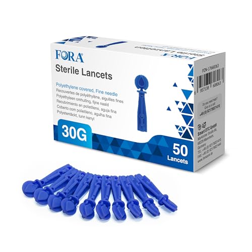 FORA Sterile Lanzetten 30G – 50 Stück – Einmal-Lanzetten für Blutzuckertestgeräte, sanft & schmerzarm
