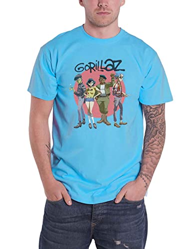 T-Shirt Gorillaz homme bleu saphir imprimé Rise Band