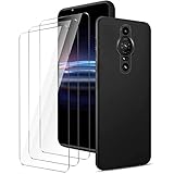 LYZXMY Funda para Sony Xperia Pro-I (6.5') Negro Carcasa + 3 Unidades Protector de Pantalla Vidrio Templado , Cover Caso Gel TPU Silicona Suave Case