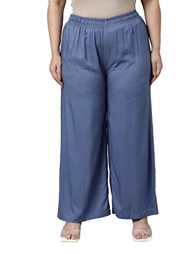 Image of GO COLORS Soft Viscose Basic Palazzo Full Length for Women| Breathable, Mid Rise, Relaxed Fit