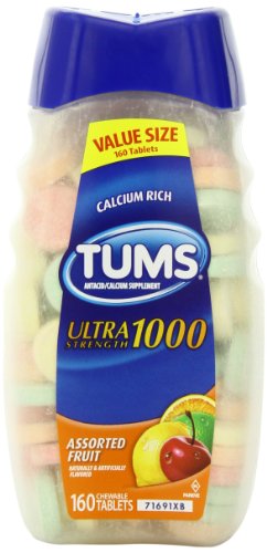 Tums Antacid Tablets, Ultra 1000, Assorted Fruit, Value Size 160-Count (Pack of 2)