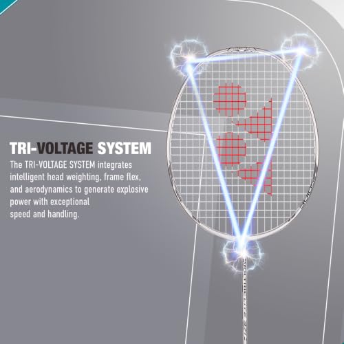 Image of Yonex Graphite Strung Badminton Racquet Voltric Lite 47i (G4, 77 Grams, 30 lbs Tension, Silver Gray)