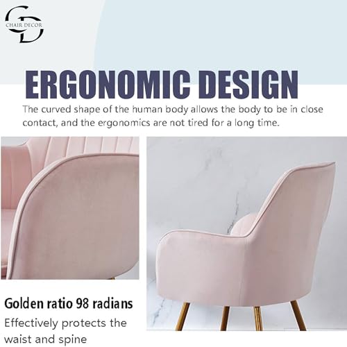 Image of Velvet Accent Chair with Matching Pouffe & Floral Cushion | Modern Upholstered Armchair with Gold Metal Legs | Lounge Chair for Living Room, Bedroom, Office, Guest Room (Baby Pink)