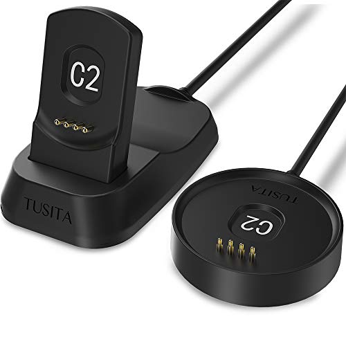 [2-Pack] TUSITA Charger for Ticwatch C2 - USB Charging Cable + Charging Cradle Dock 100cm - Smartwatch Accessories