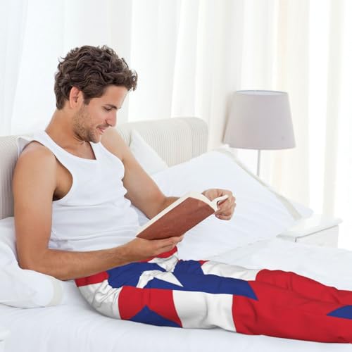 Puerto Rico Flag Mens Pajama Funny Lounge Pant Soft Pyjama Trousers Bottoms With Pockets Drawstring Elastic Waist Pant 6