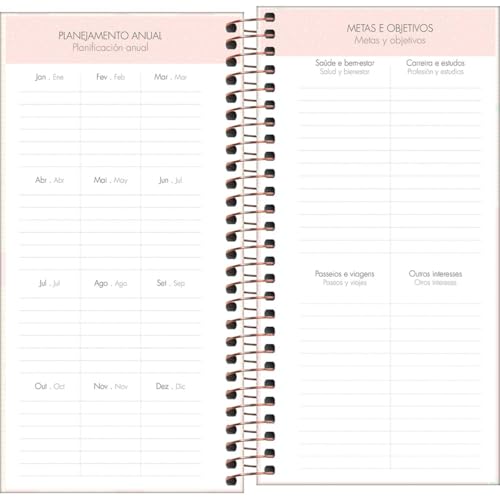 Tilibra - Planner Espiral 11,9 x 24 cm Soho 90 G 2025 - Bolas Grandes Rosa - Empathy